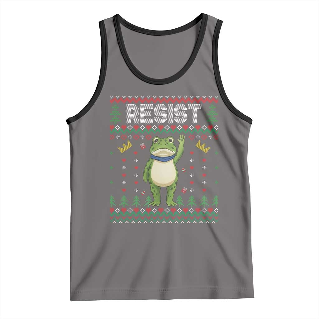 Resist Frog Tank Top Funny Portland Protest ICE Activist Meme 2025 TS14 Deep Heather Black Print Your Wear