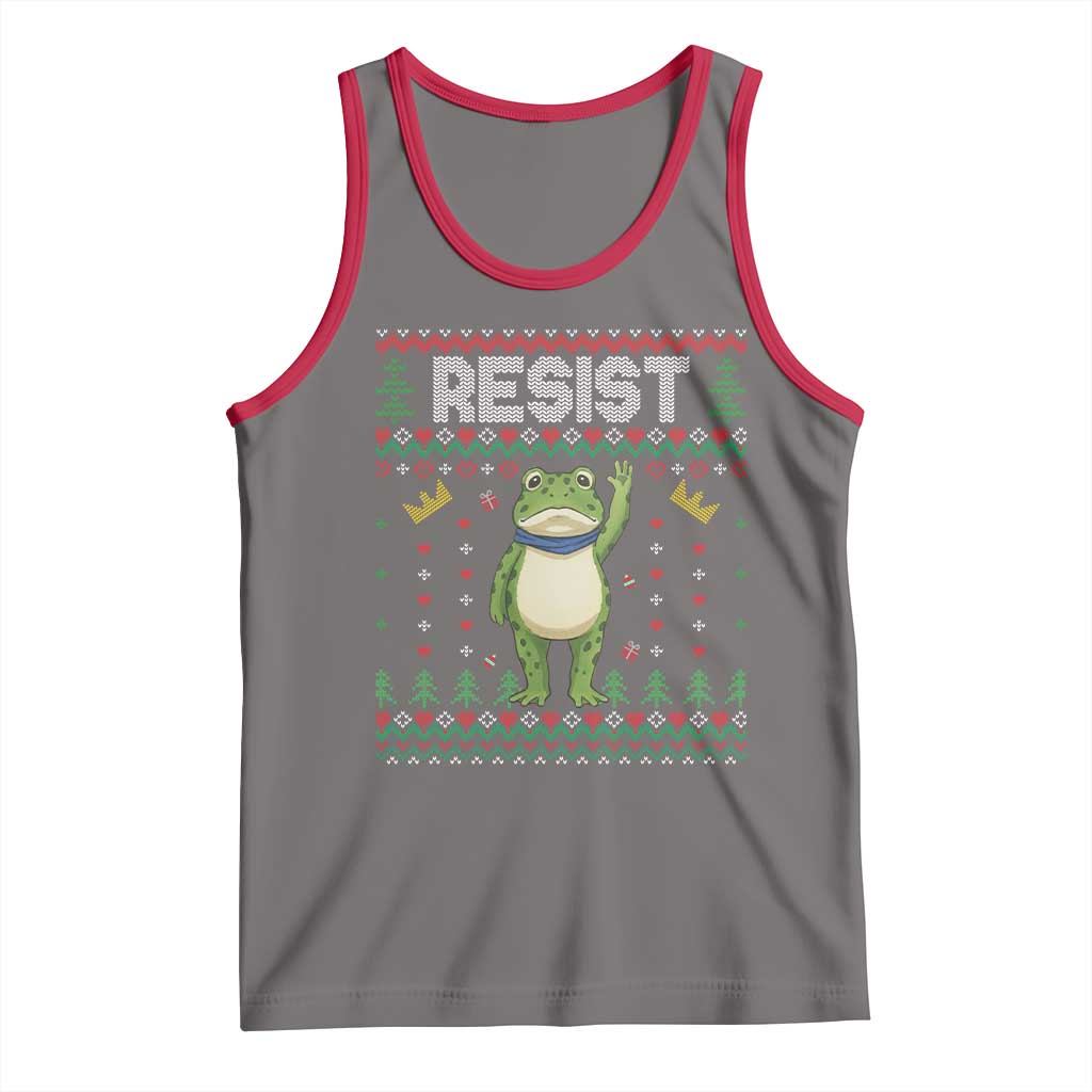Resist Frog Tank Top Funny Portland Protest ICE Activist Meme 2025 TS14 Deep Heather Red Print Your Wear