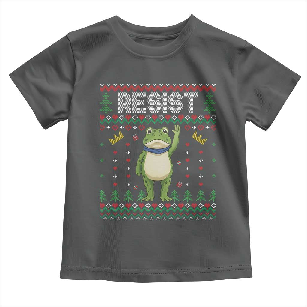 Resist Frog Toddler T Shirt Funny Portland Protest ICE Activist Meme 2025 TS14 Dark Heather Print Your Wear