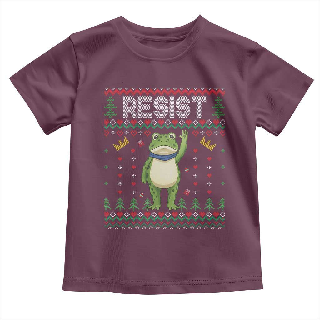 Resist Frog Toddler T Shirt Funny Portland Protest ICE Activist Meme 2025 TS14 Maroon Print Your Wear