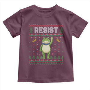 Resist Frog Toddler T Shirt Funny Portland Protest ICE Activist Meme 2025 TS14 Maroon Print Your Wear