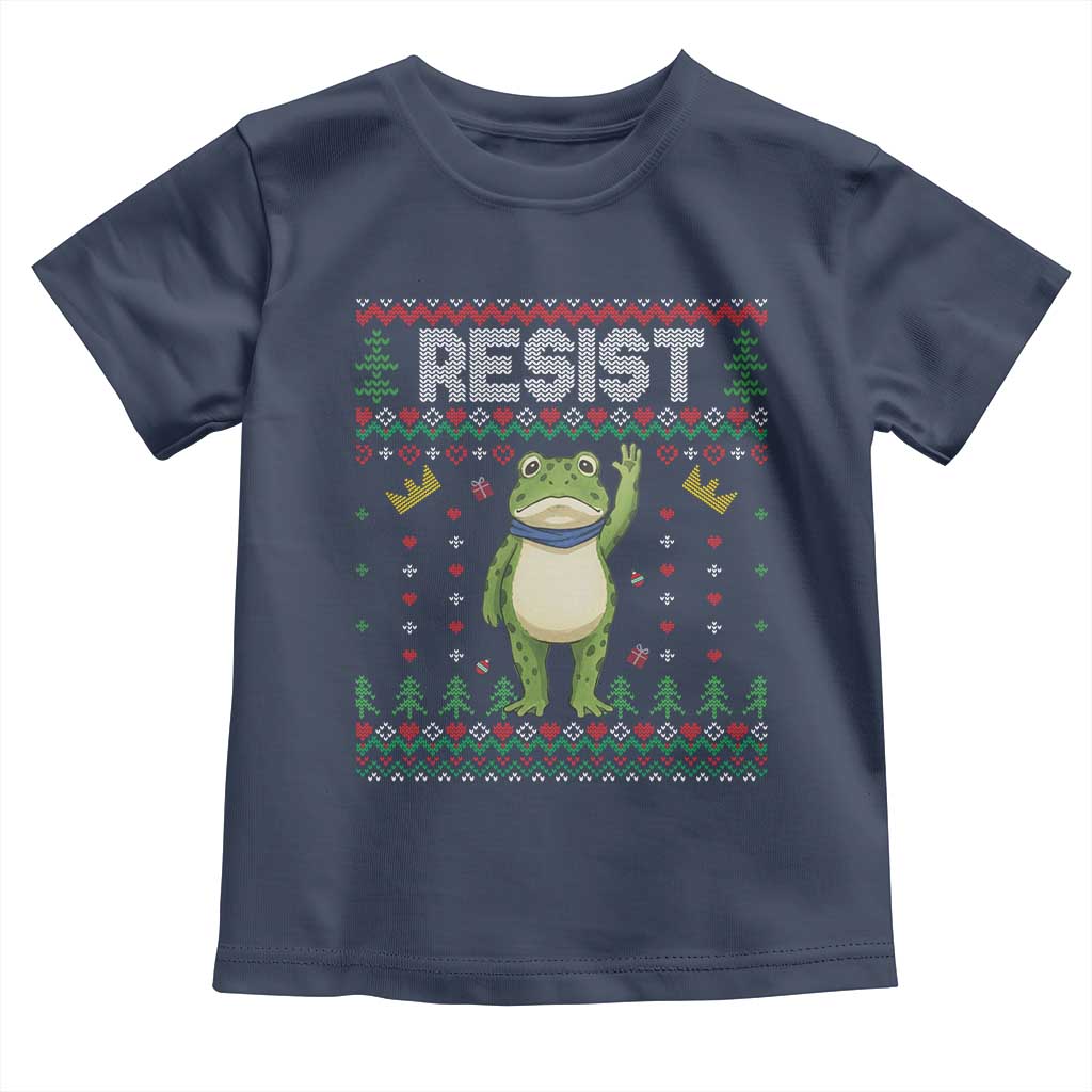Resist Frog Toddler T Shirt Funny Portland Protest ICE Activist Meme 2025 TS14 Navy Print Your Wear