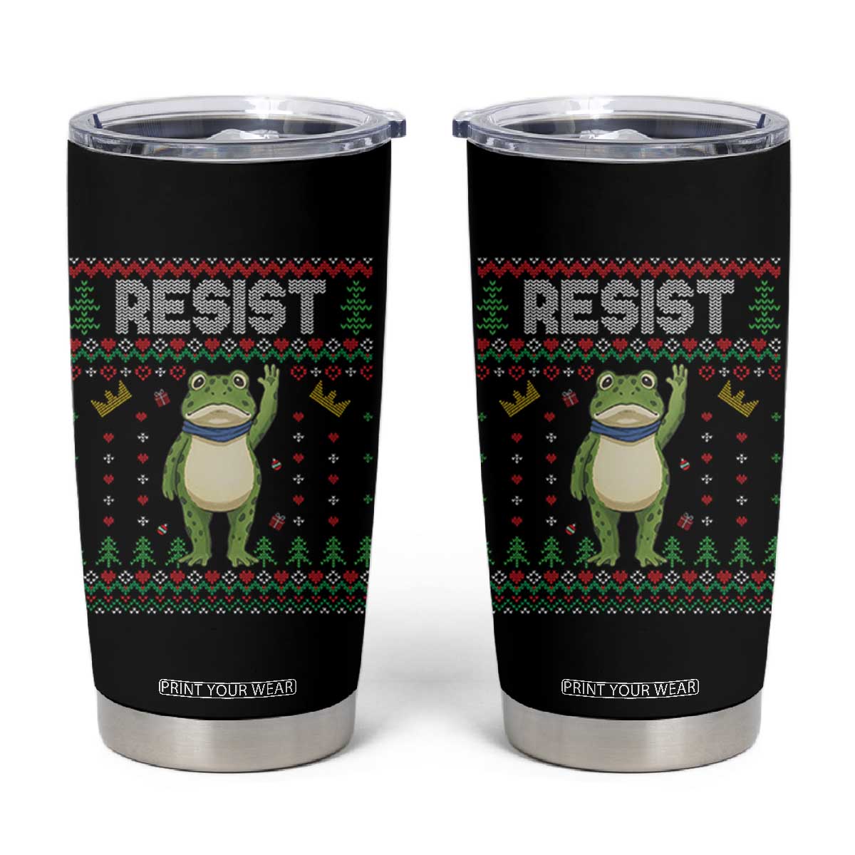 Resist Frog Tumbler Cup Funny Portland Protest ICE Activist Meme 2025 TS14 Black Print Your Wear