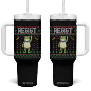 Resist Frog Tumbler With Handle Funny Portland Protest ICE Activist Meme 2025 TS14 One Size: 40 oz Black Print Your Wear