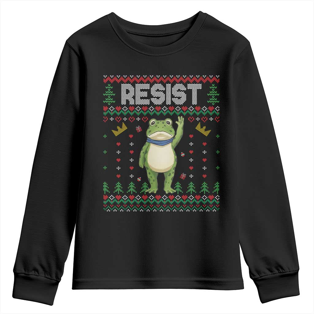 Resist Frog Youth Sweatshirt Funny Portland Protest ICE Activist Meme 2025 TS14 Black Print Your Wear