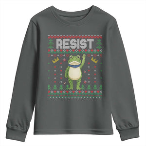 Resist Frog Youth Sweatshirt Funny Portland Protest ICE Activist Meme 2025 TS14 Dark Heather Print Your Wear