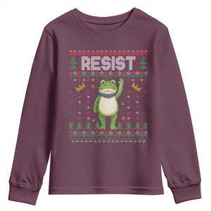 Resist Frog Youth Sweatshirt Funny Portland Protest ICE Activist Meme 2025 TS14 Maroon Print Your Wear