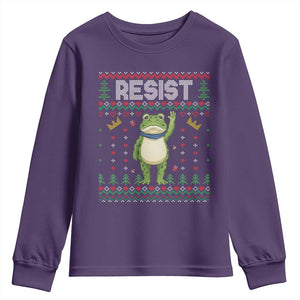 Resist Frog Youth Sweatshirt Funny Portland Protest ICE Activist Meme 2025 TS14 Purple Print Your Wear