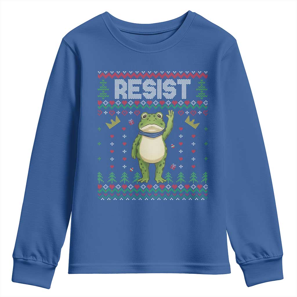 Resist Frog Youth Sweatshirt Funny Portland Protest ICE Activist Meme 2025 TS14 Royal Blue Print Your Wear