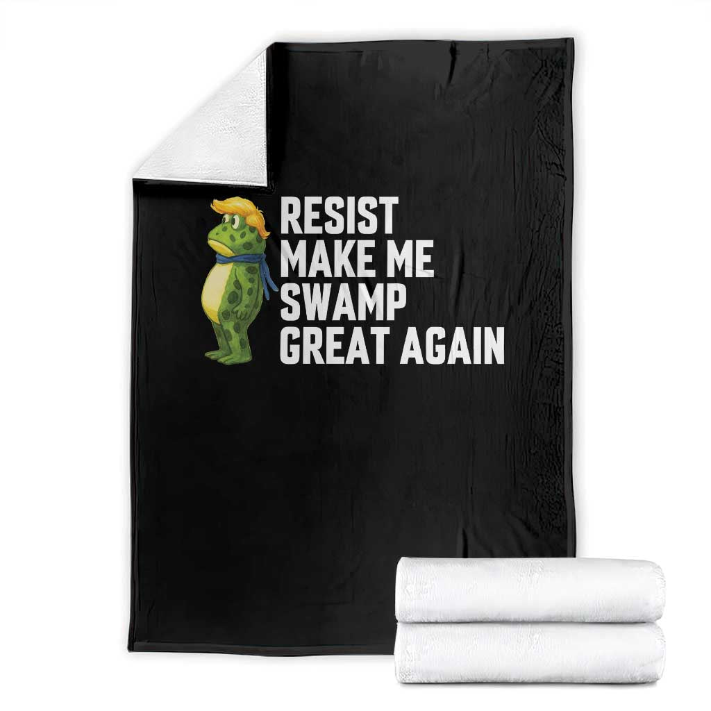 Resist Frog Throw Blanket Funny Polittical 2025 Meme TS14 Black Print Your Wear