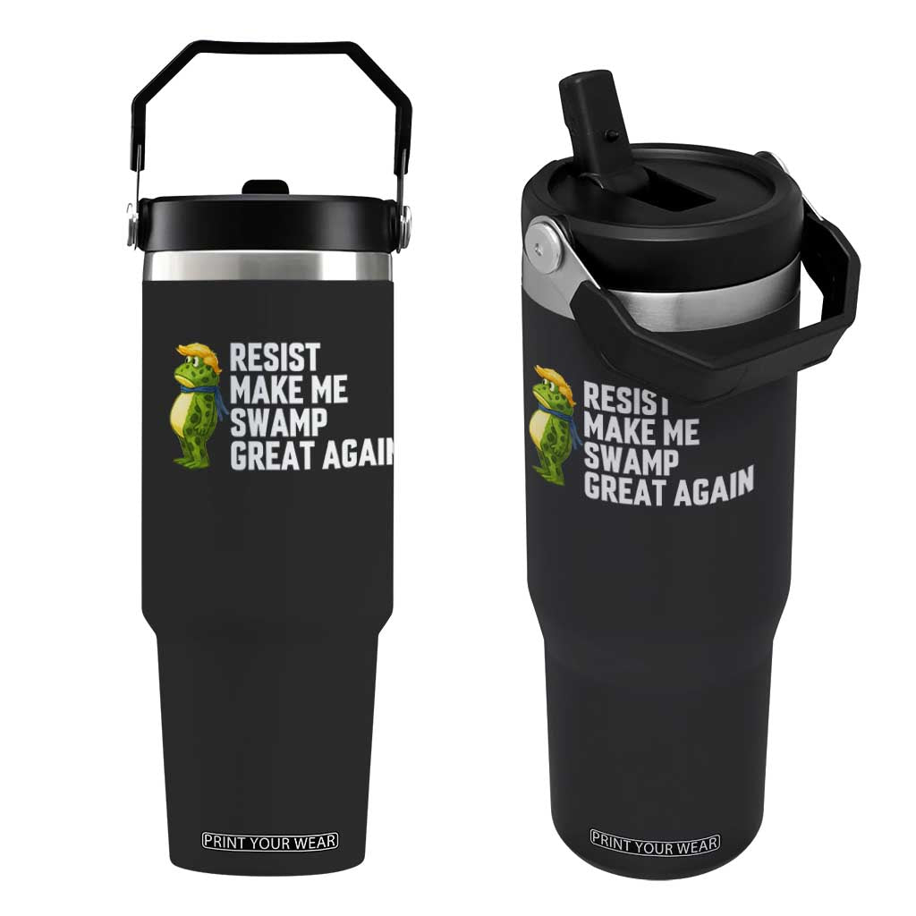 Resist Frog Flip Straw Tumbler Funny Polittical 2025 Meme TS14 One Size: 30 oz Black Print Your Wear