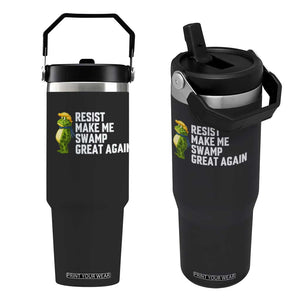 Resist Frog Flip Straw Tumbler Funny Polittical 2025 Meme TS14 One Size: 30 oz Black Print Your Wear