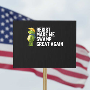 Resist Frog Protest Sign Funny Polittical 2025 Meme TS14 Horizontal 18" × 24" Black Print Your Wear