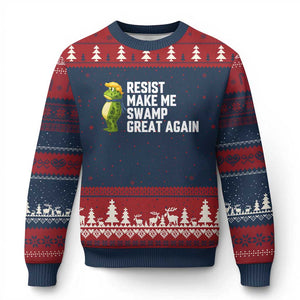 Resist Frog Ugly Christmas Sweater Funny Polittical 2025 Meme TS14 Navy Red Print Your Wear