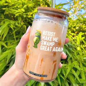 Resist Frog Glass Can Funny Polittical 2025 Meme TS14 Black Print Your Wear