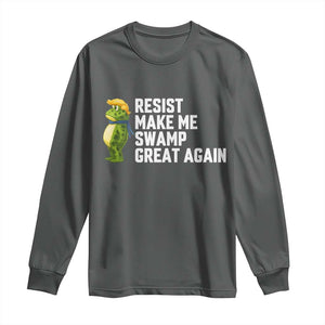 Resist Frog Long Sleeve Shirt Funny Polittical 2025 Meme TS14 Dark Heather Print Your Wear