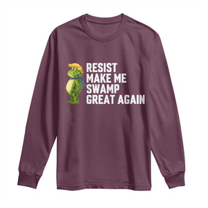 Resist Frog Long Sleeve Shirt Funny Polittical 2025 Meme TS14 Maroon Print Your Wear