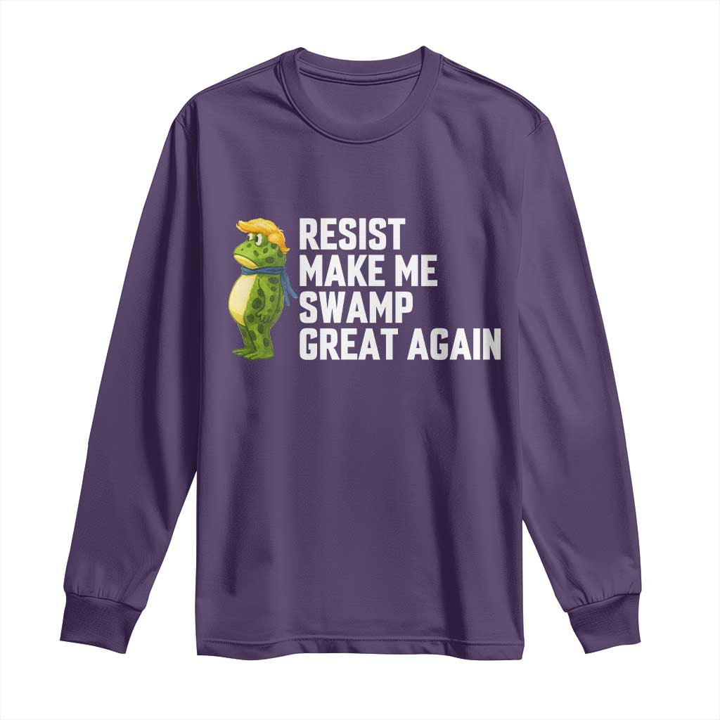 Resist Frog Long Sleeve Shirt Funny Polittical 2025 Meme TS14 Purple Print Your Wear