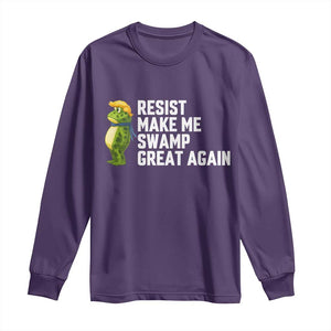 Resist Frog Long Sleeve Shirt Funny Polittical 2025 Meme TS14 Purple Print Your Wear