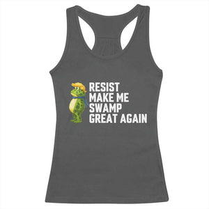 Resist Frog Racerback Tank Top Funny Polittical 2025 Meme TS14 Dark Heather Print Your Wear