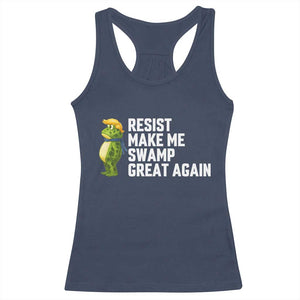 Resist Frog Racerback Tank Top Funny Polittical 2025 Meme TS14 Navy Print Your Wear