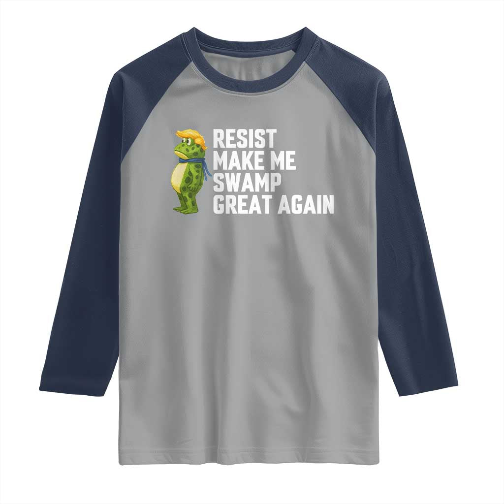 Resist Frog Raglan Shirt Funny Polittical 2025 Meme TS14 Sport Gray Navy Print Your Wear