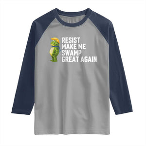 Resist Frog Raglan Shirt Funny Polittical 2025 Meme TS14 Sport Gray Navy Print Your Wear