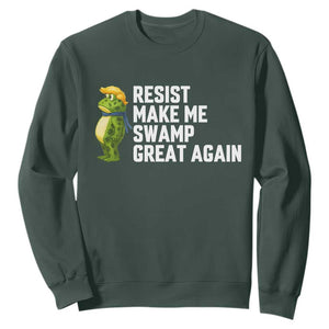 Resist Frog Sweatshirt Funny Polittical 2025 Meme TS14 Dark Forest Green Print Your Wear
