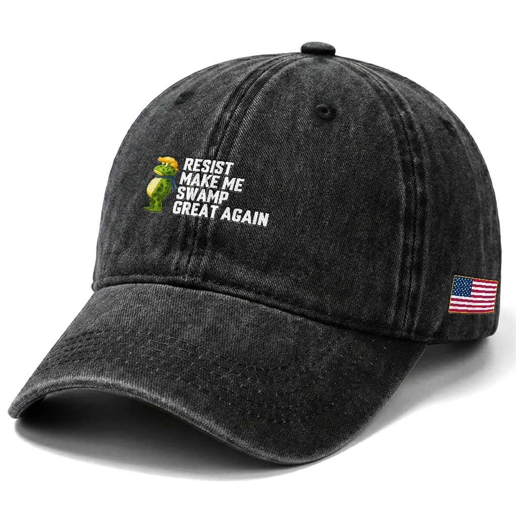 Resist Frog Washed Cotton Baseball Cap Funny Polittical 2025 Meme TS14 Print Your Wear