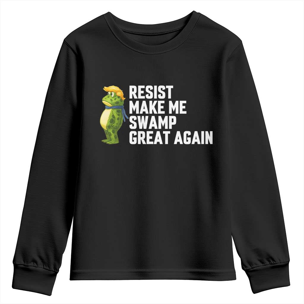Resist Frog Youth Sweatshirt Funny Polittical 2025 Meme TS14 Black Print Your Wear