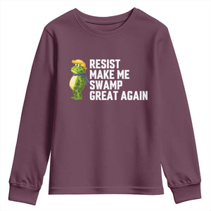 Resist Frog Youth Sweatshirt Funny Polittical 2025 Meme TS14 Maroon Print Your Wear