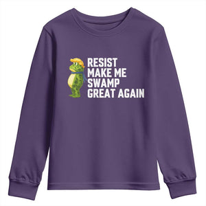 Resist Frog Youth Sweatshirt Funny Polittical 2025 Meme TS14 Purple Print Your Wear