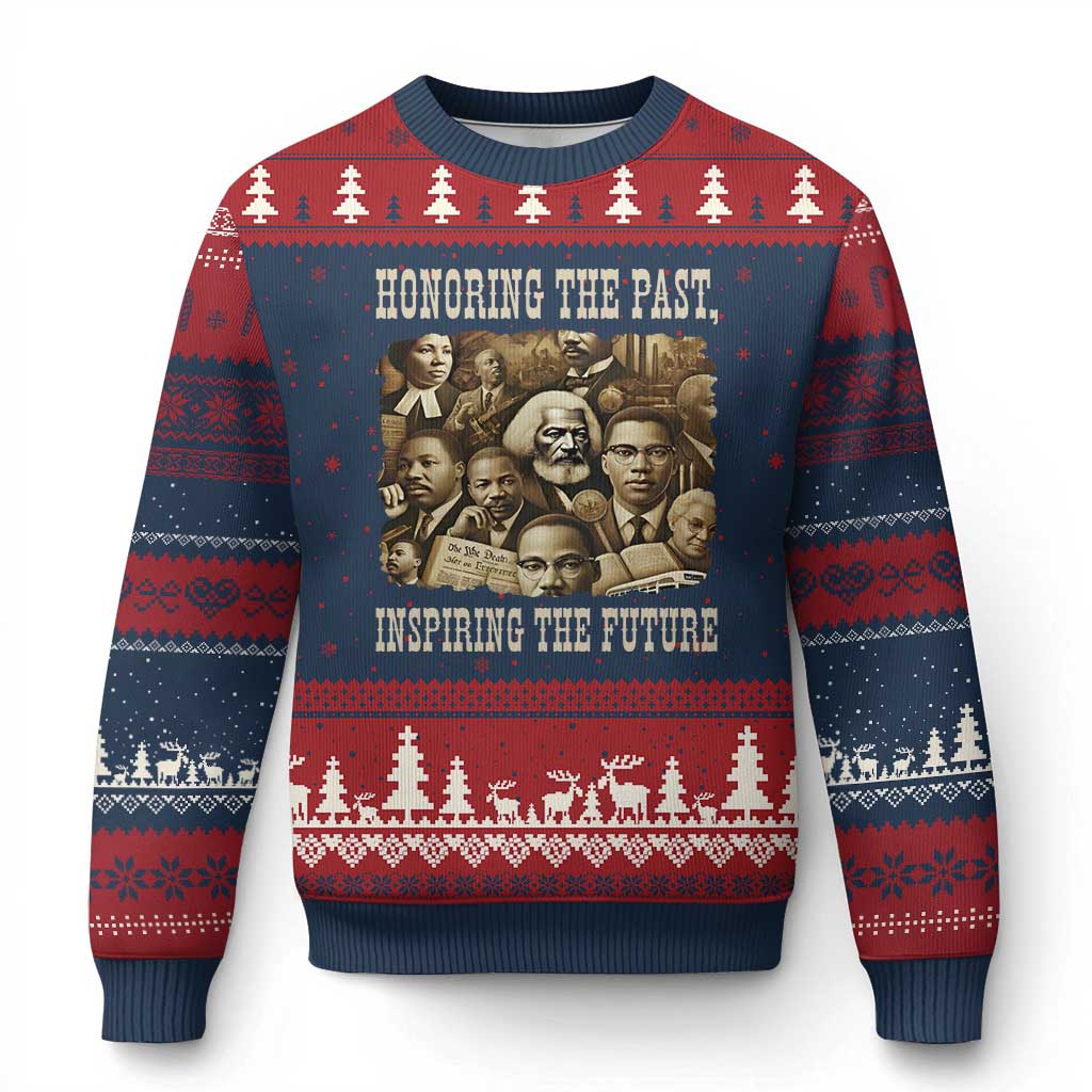 Honoring The Past Inspiring The Future Ugly Christmas Sweater Black History Month TS14 Navy Red Print Your Wear