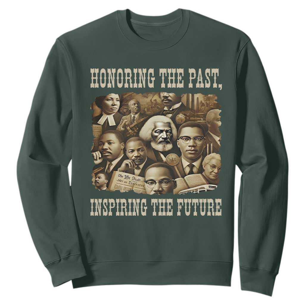 Honoring The Past Inspiring The Future Sweatshirt Black History Month TS14 Dark Forest Green Print Your Wear