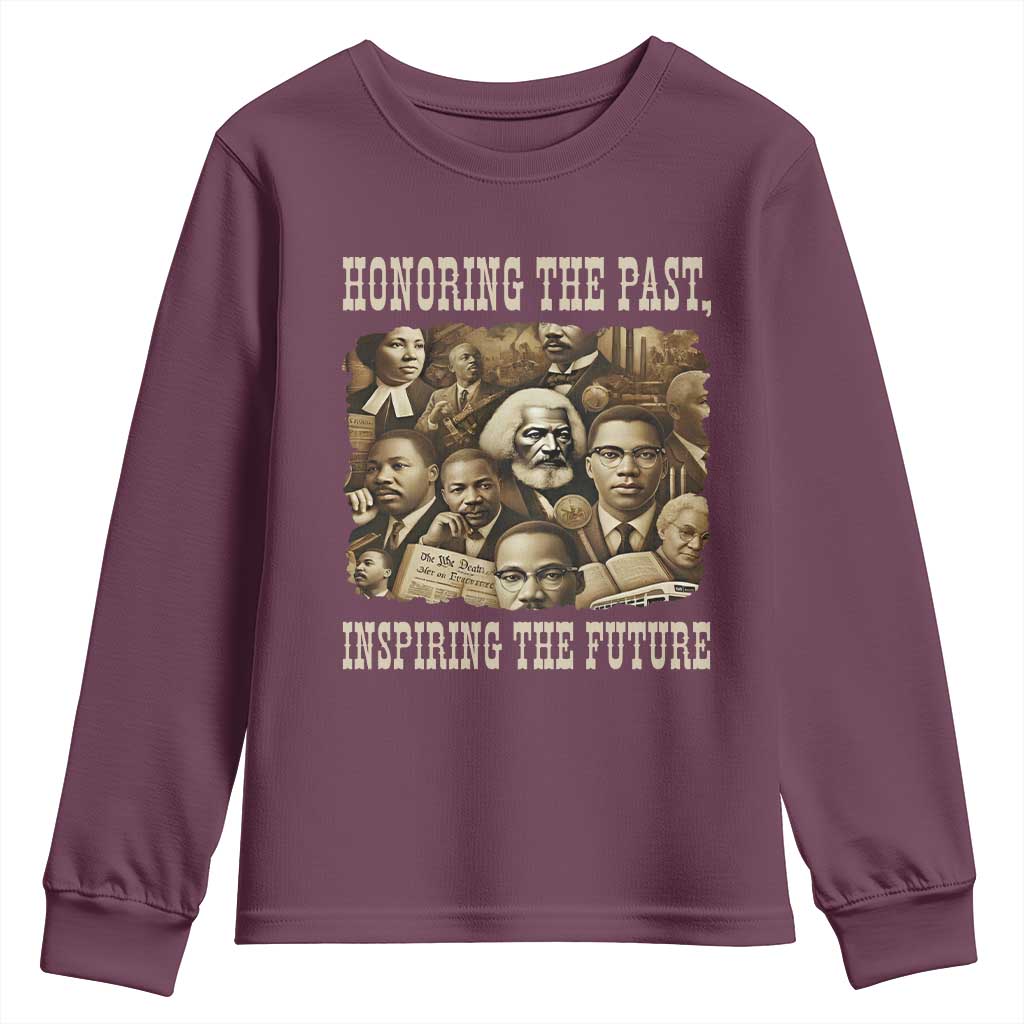 Honoring The Past Inspiring The Future Youth Sweatshirt Black History Month TS14 Maroon Print Your Wear