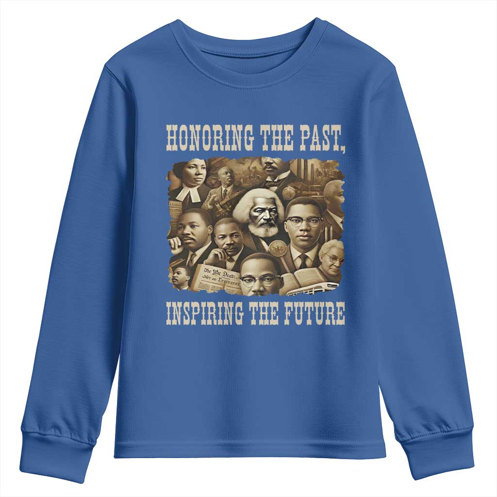 Honoring The Past Inspiring The Future Youth Sweatshirt Black History Month TS14 Royal Blue Print Your Wear