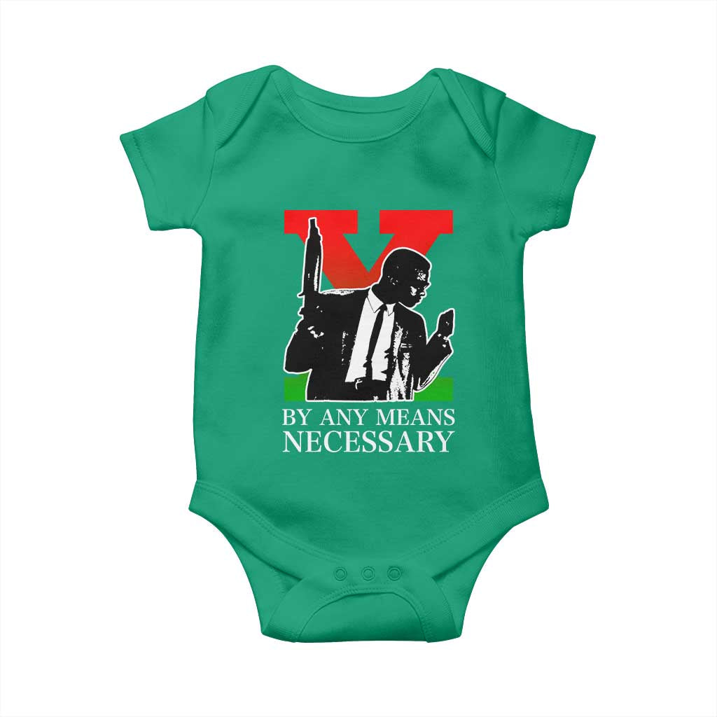 Malcolm X Baby Onesie By Any Means Necessary TS14 Irish Green Print Your Wear