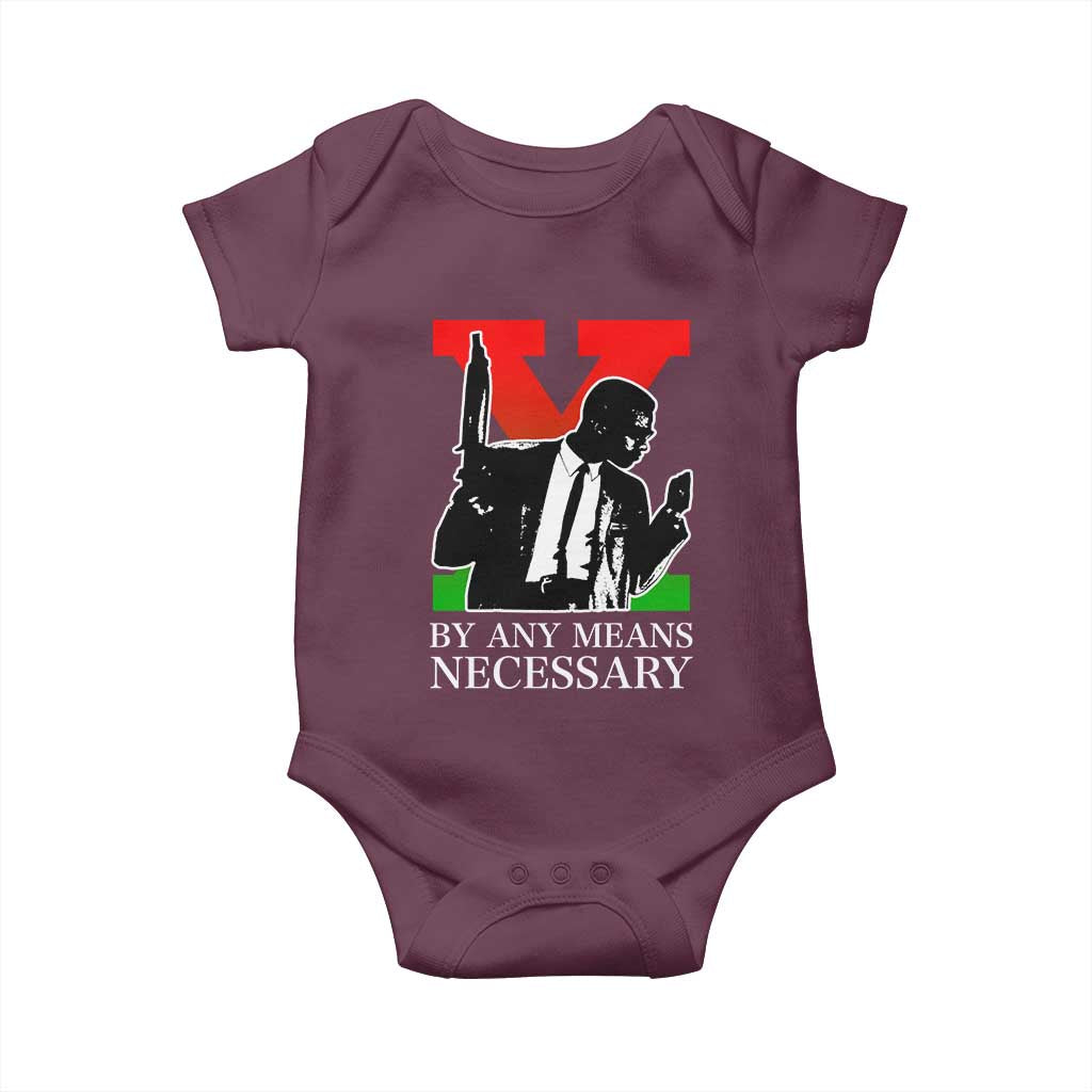 Malcolm X Baby Onesie By Any Means Necessary TS14 Maroon Print Your Wear