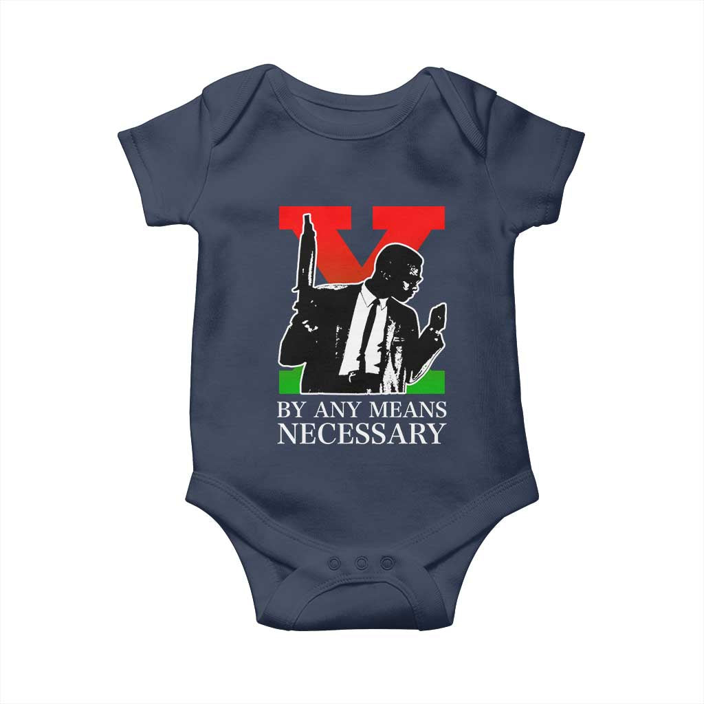 Malcolm X Baby Onesie By Any Means Necessary TS14 Navy Print Your Wear