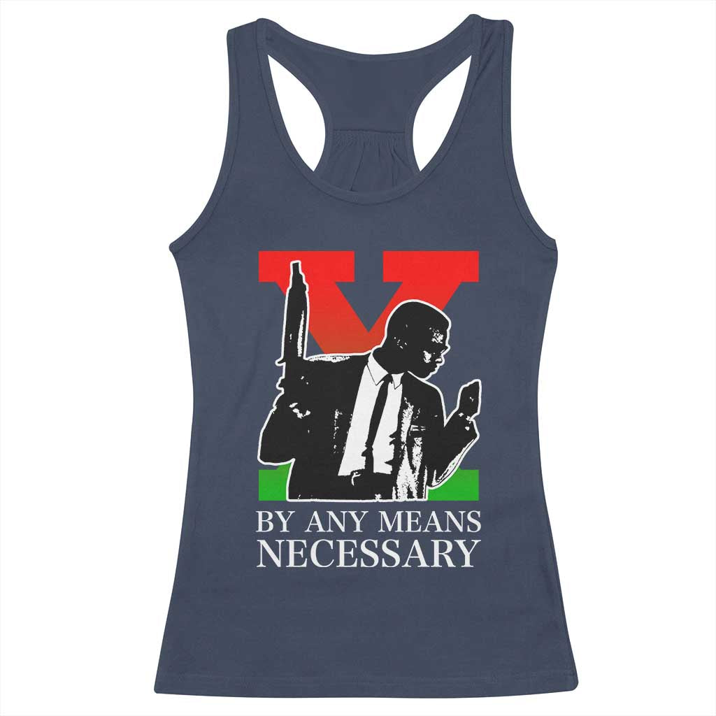 Malcolm X Racerback Tank Top By Any Means Necessary TS14 Navy Print Your Wear