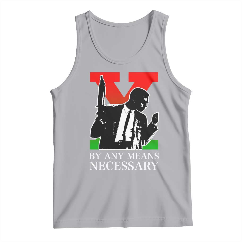 Malcolm X Tank Top By Any Means Necessary TS14 Athletic Heather Print Your Wear