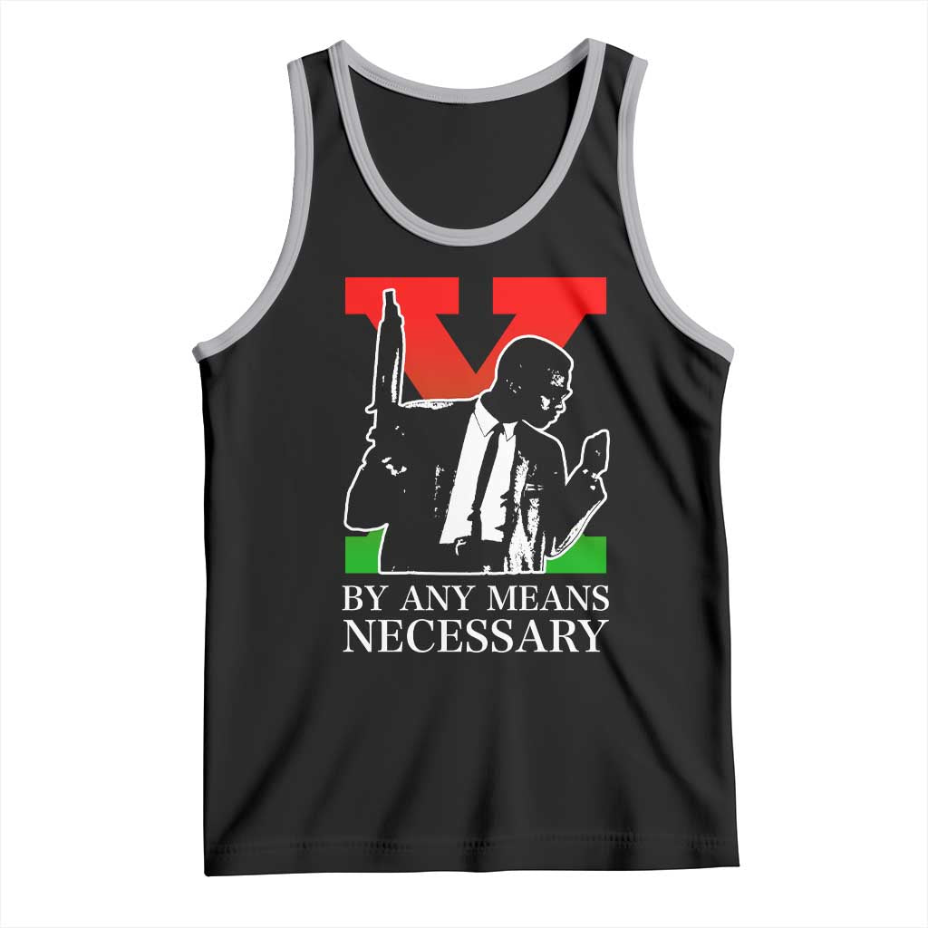Malcolm X Tank Top By Any Means Necessary TS14 Black Athletic Heather Print Your Wear