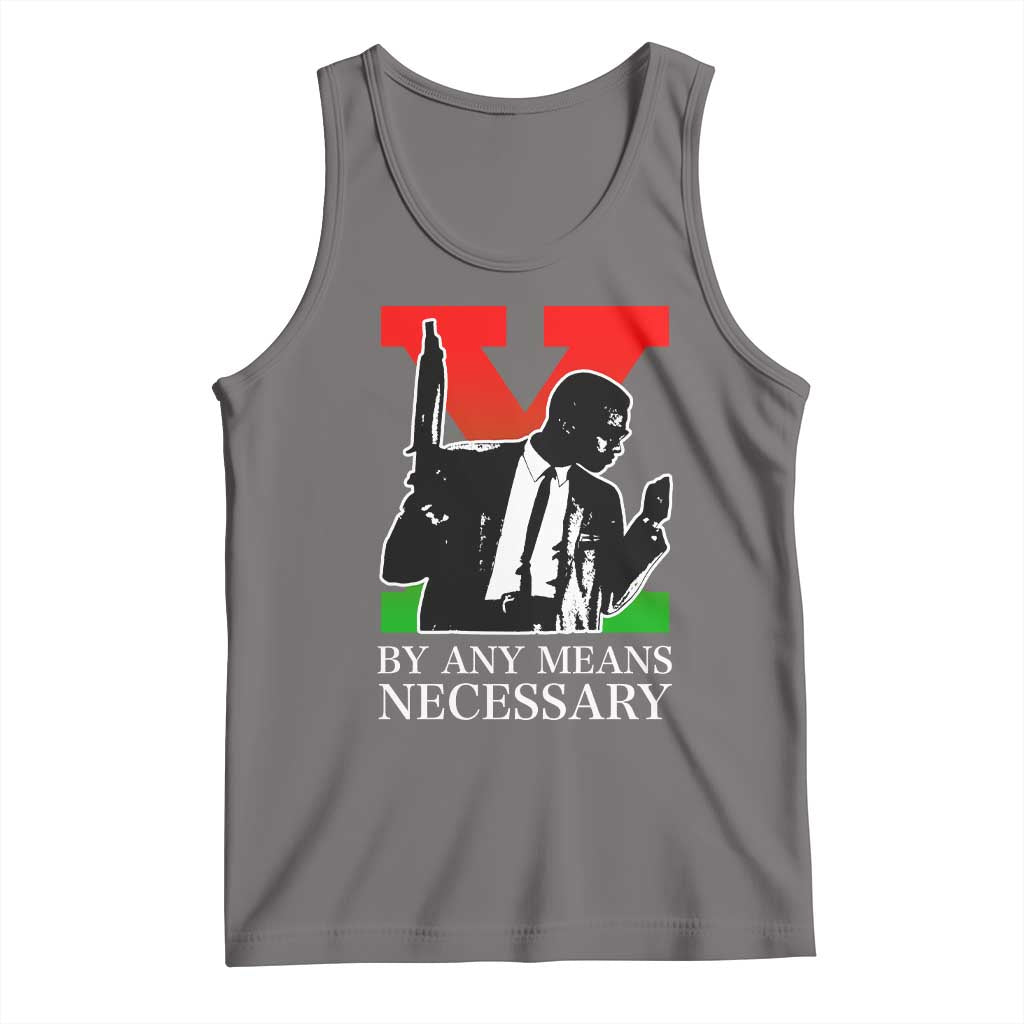 Malcolm X Tank Top By Any Means Necessary TS14 Deep Heather Print Your Wear