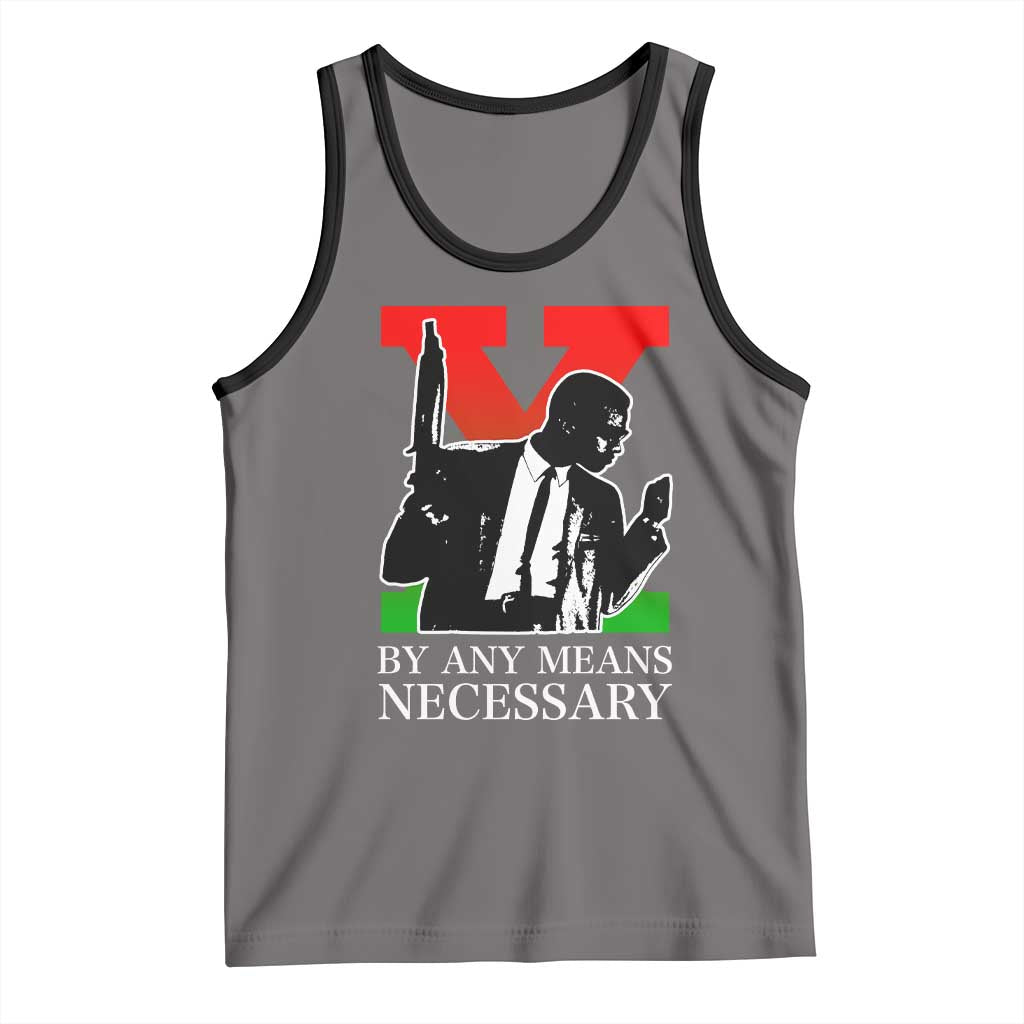Malcolm X Tank Top By Any Means Necessary TS14 Deep Heather Black Print Your Wear