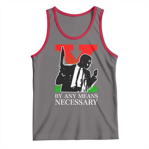 Malcolm X Tank Top By Any Means Necessary TS14 Deep Heather Red Print Your Wear