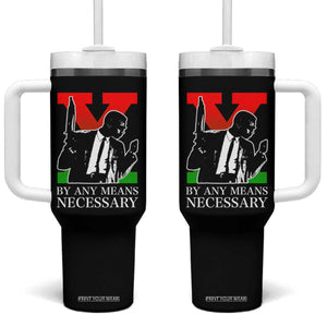 Malcolm X Tumbler With Handle By Any Means Necessary TS14 One Size: 40 oz Black Print Your Wear