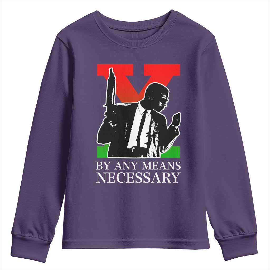Malcolm X Youth Sweatshirt By Any Means Necessary TS14 Purple Print Your Wear