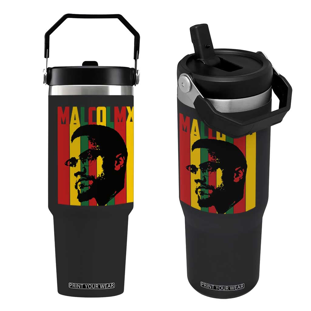 Malcolm X Flip Straw Tumbler Pan African Flag Black History TS14 One Size: 30 oz Black Print Your Wear