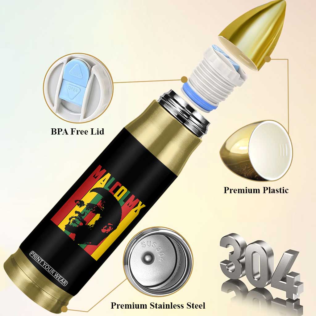 Malcolm X Bullet Tumbler Pan African Flag Black History TS14 Print Your Wear