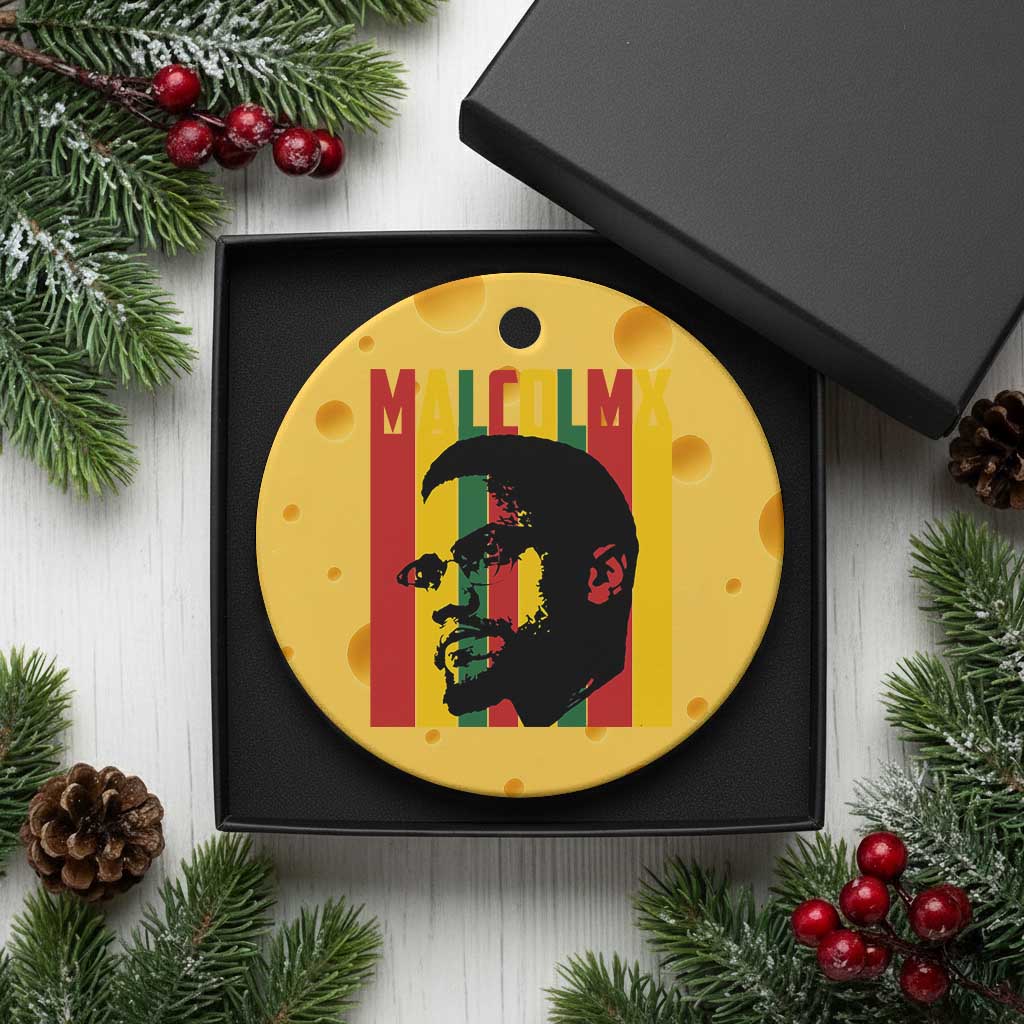 Malcolm X Ceramic Ornament Pan African Flag Black History TS14 1pc Yellow Cheese Print Your Wear